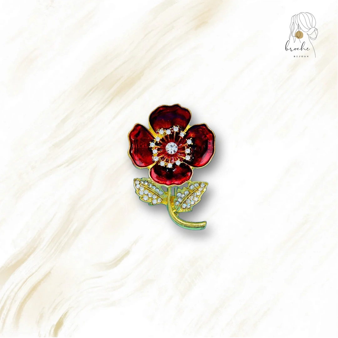 Broche Fleur Rose Cerise
