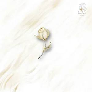 Broche Fleur Rose Dorée