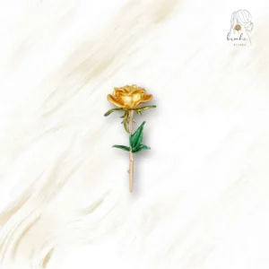 Broche Fleur Rose Jaune