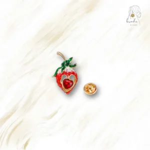 Broche Fraise Cœur Flamboyant