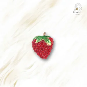 Broche Fraise Tige Doré