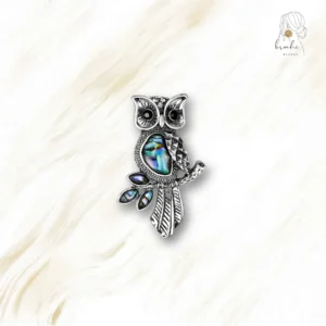 Broche Hibou Pétale Bleu