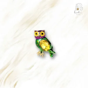 Broche Hibou Pierre Jaune