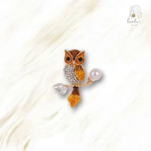Broche Hibou Strass Et Perle