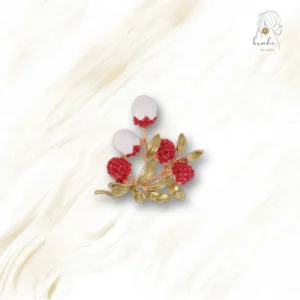 Broche Letchis Feuille Doré