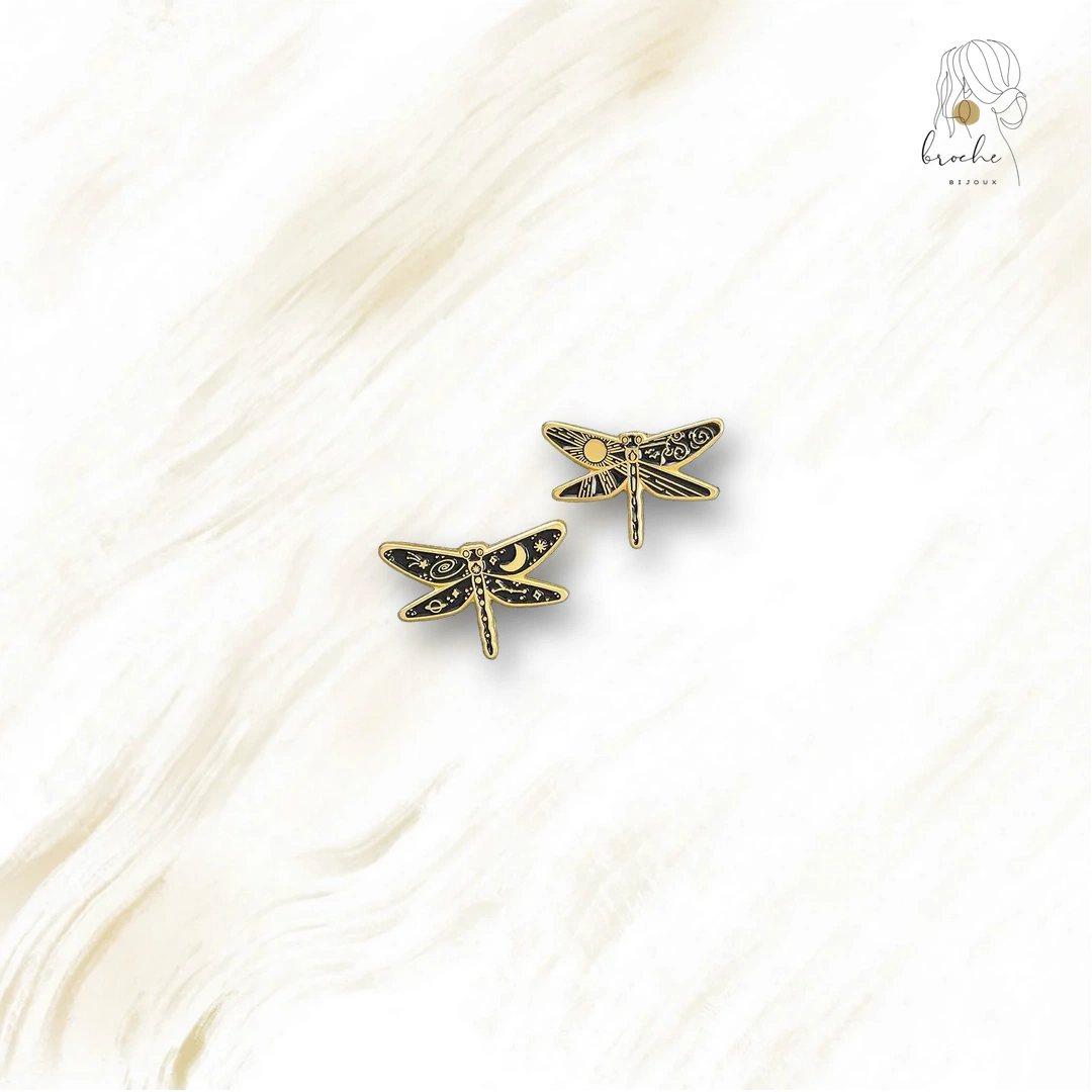Broche Libellule Art Doré