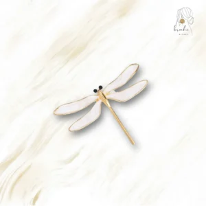 Broche Libellule Doré Blanc