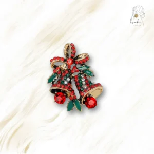 Broche Noël Double Cloche Strass De Noël