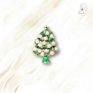 Broche Noël Sapin Perle Blanche