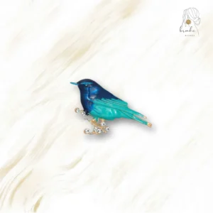 Broche Oiseau Branche Doré Strass