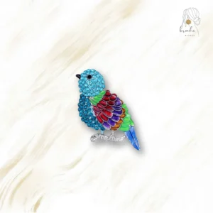 Broche Oiseau Strass Bleu