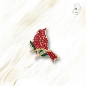 Broche Oiseau Strass Rouge