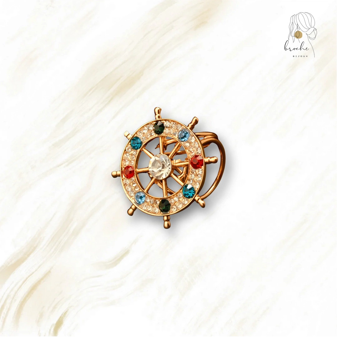 Broche Originale Gouvernail Doré