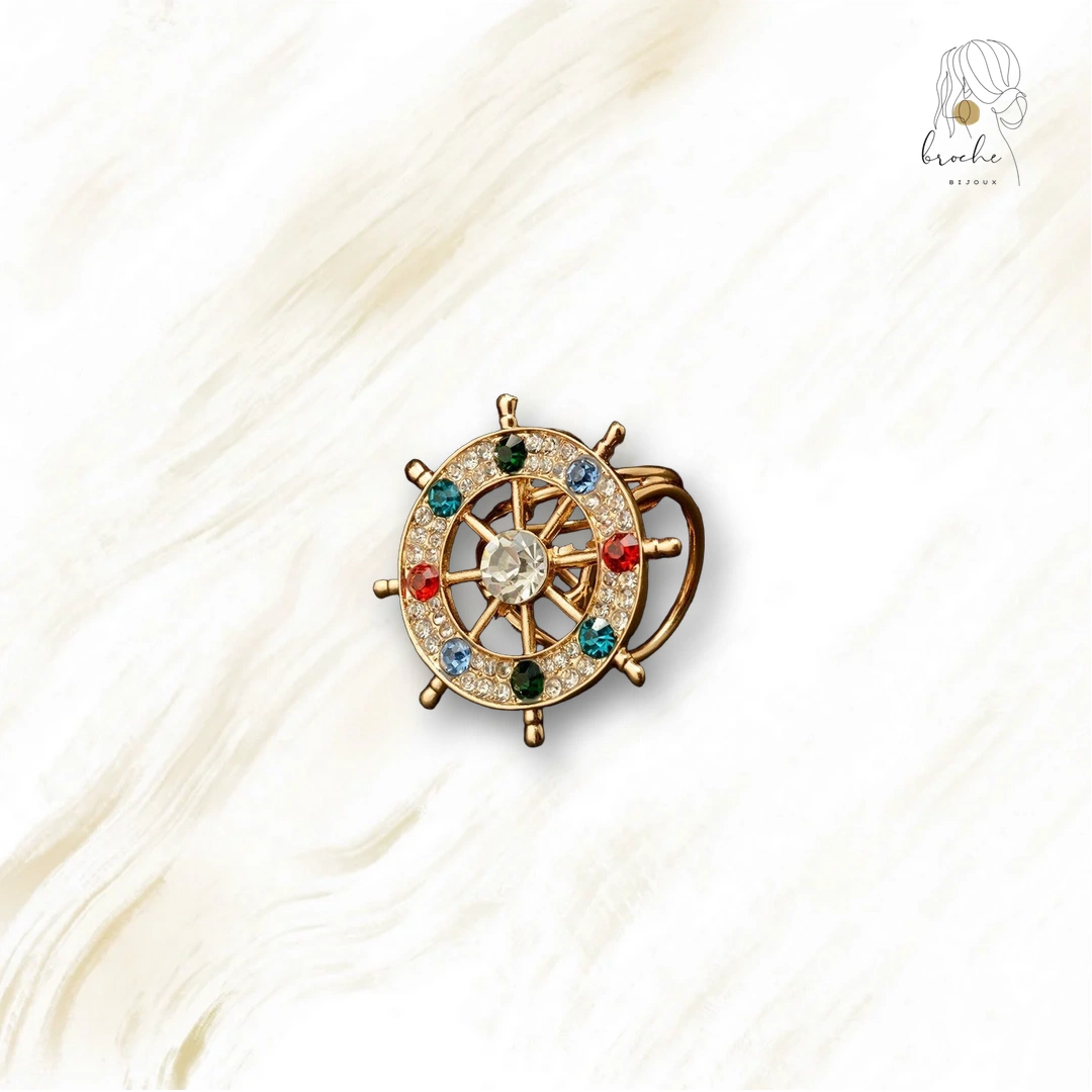 Broche Originale Gouvernail Doré