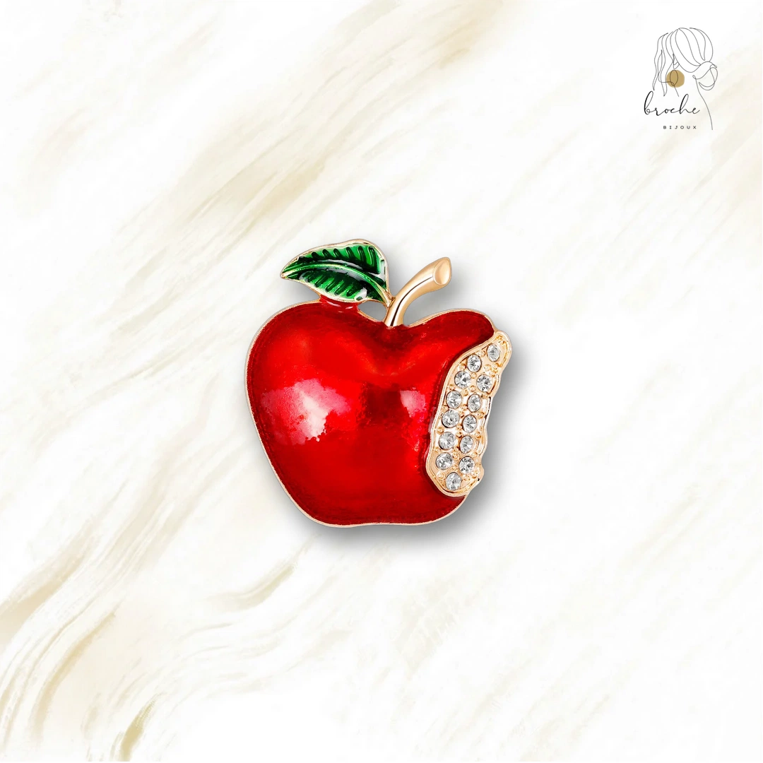Broche Pomme Croc Doré