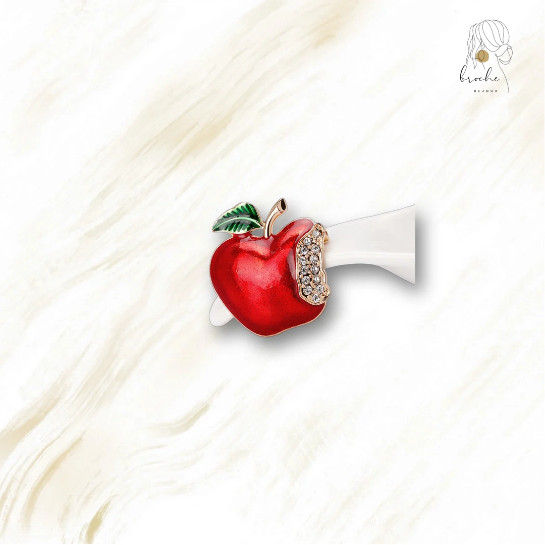 Broche Pomme Croc Doré