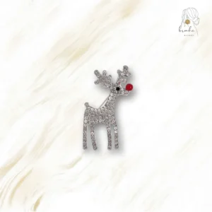 Broche Renne Minimaliste Nez Rouge
