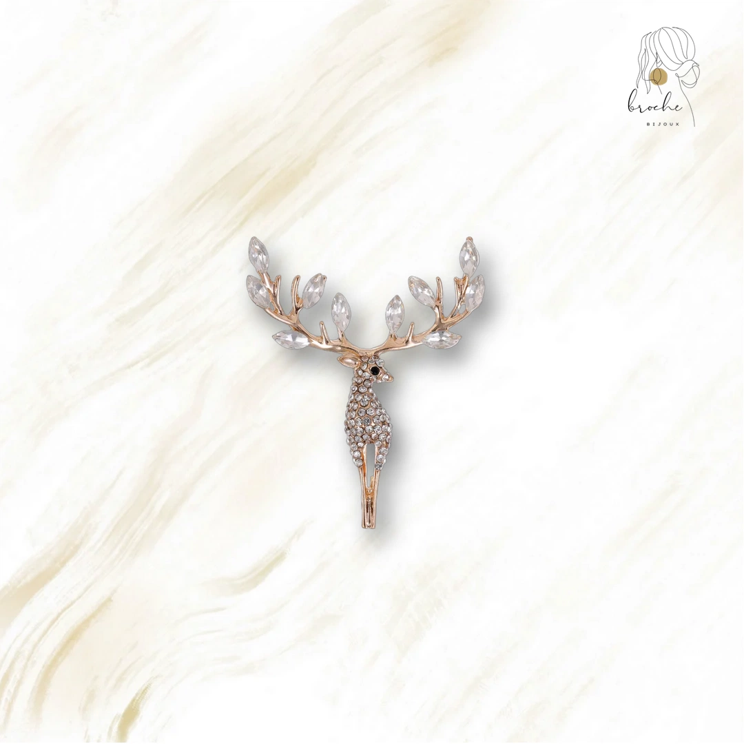 Broche Renne Strass Moderne