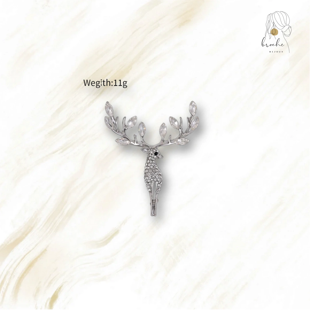 Broche Renne Strass Moderne