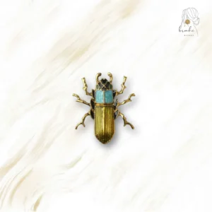 Broche Scarabée Doré Bleu