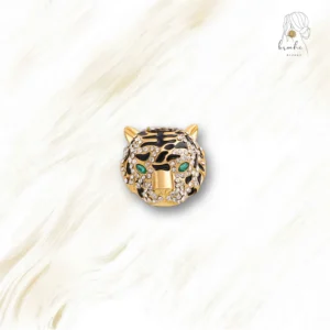Broche Tigre Strass Œil Vert